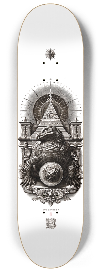 (White is transparent) Reptilian Ancient Society 8-1/4 Skateboard Deck