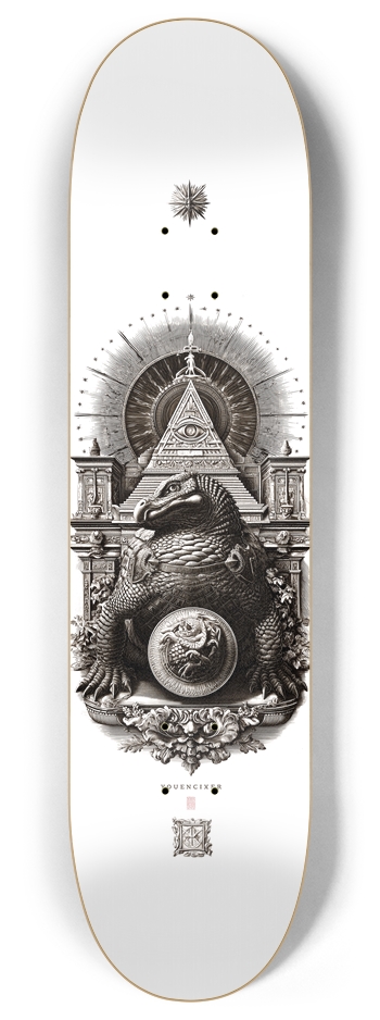 (White is transparent) Reptilian Ancient Society 8 Inch Skateboard Deck