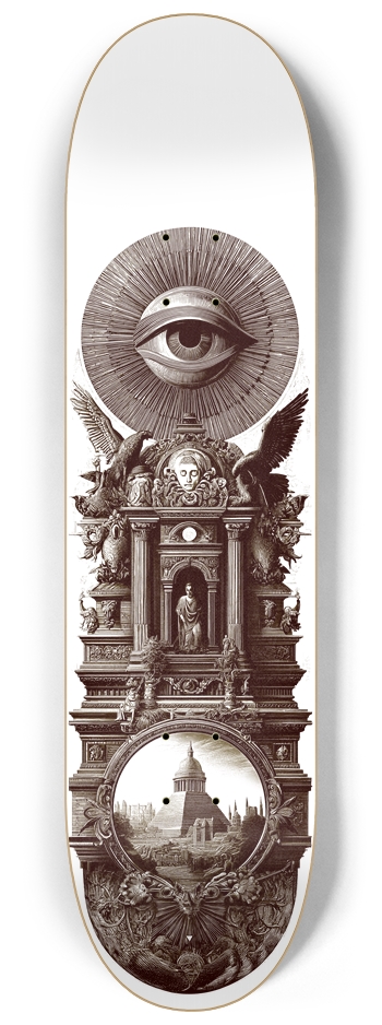 (White is transparent) Secret Antique Society 8-1/4 Skateboard Deck