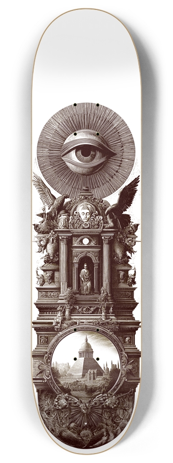 (White is transparent) Secret Antique Society 8 Inch Skateboard Deck