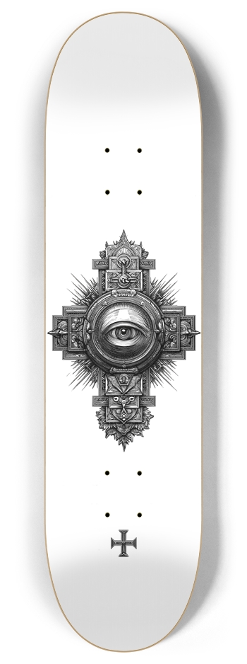 (White is transparent) Rose Croix Society 8 Inch Skateboard Deck