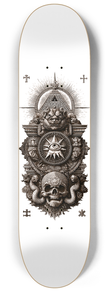 (White is transparent) Dark Civilisation  8-1/4 Skateboard Deck