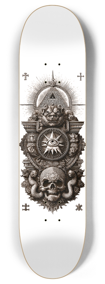 (White is transparent) Dark Civilisation 8 Inch Skateboard Deck