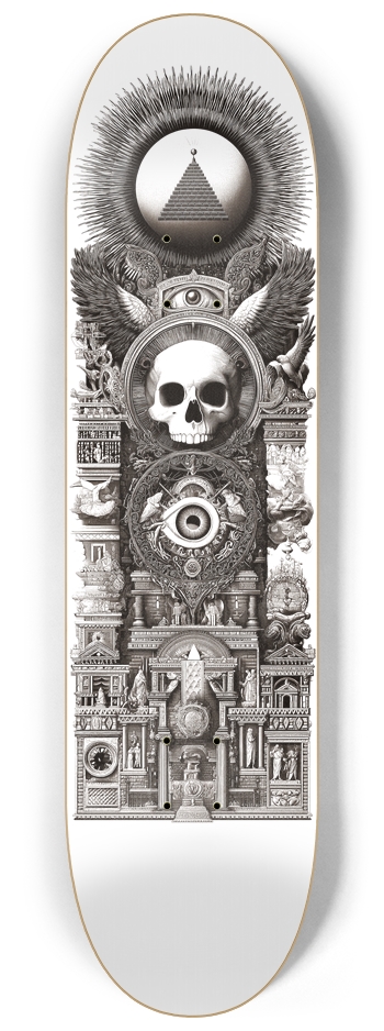 (White is transparent) Dark Society 8-1/4 Skateboard Deck