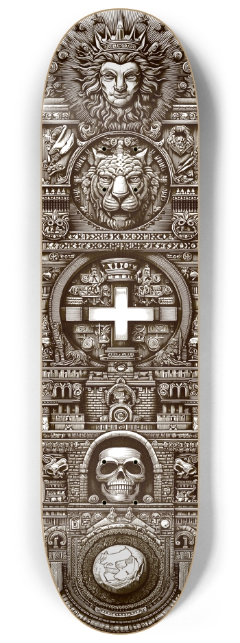 (White is transparent) Ancient Society 8-1/4 Skateboard Deck