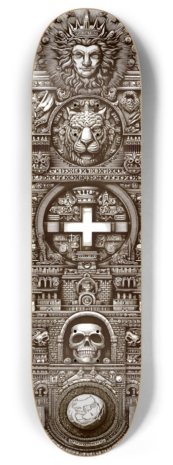 (White is transparent) Ancient Society 8 Inch Skateboard Deck