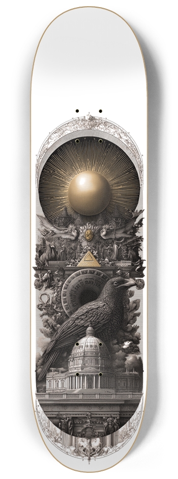 (White is the wood) Second Sun Society 8-1/4 Skateboard Deck