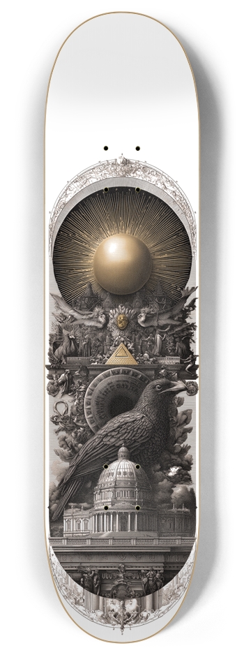 (White is the wood) Second Sun Society 8 Inch Skateboard Deck